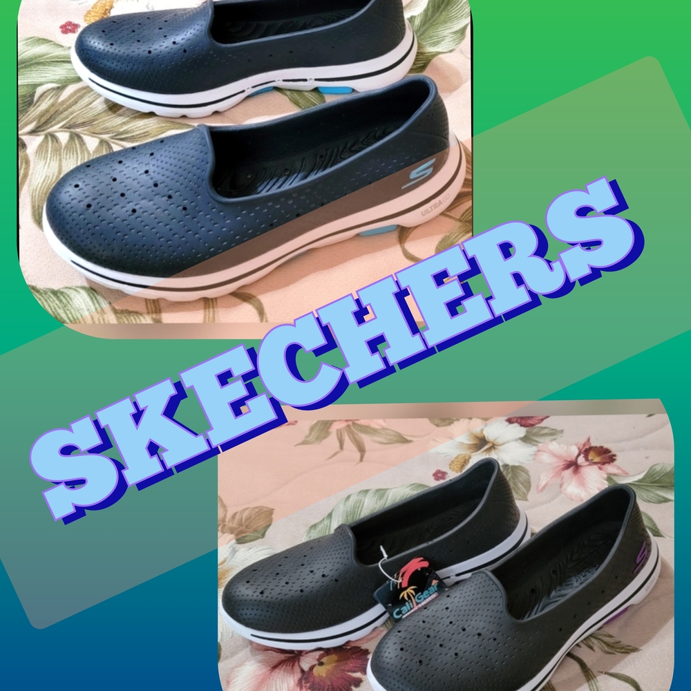 #460 Skechers Cali Gear GO WALK Rubber Slip Ons Black (SEE DESCRIPTION) - Picture 2 of 8